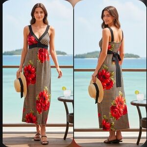 Enfocus Studio 8P Y2K Whimsigoth Resortwear Babydoll Jersey Knit Maxi Dress